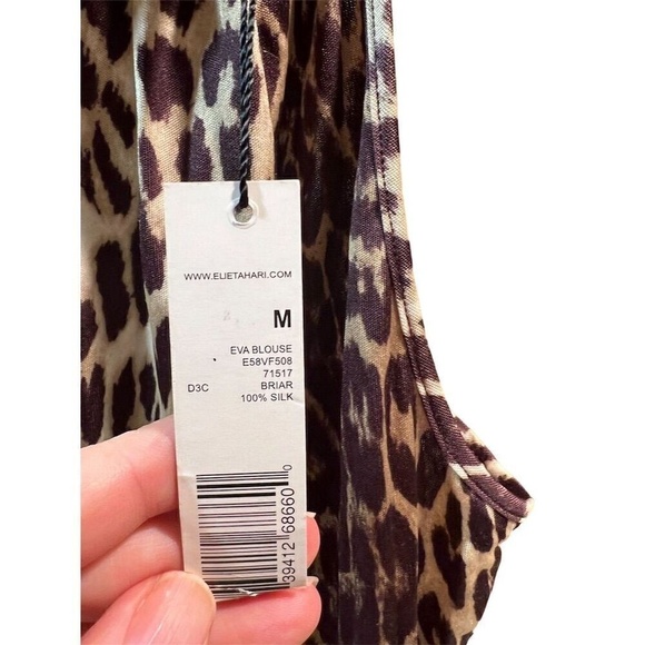 Elie Tahari Women's Cheetah Print Halter Neck Sleeveless Blouse Size M New W Tag - Picture 4 of 7